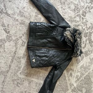 Toddler GUESS Black Faux Fur Collar Jacket